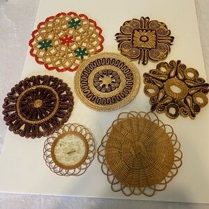 Collection of 7 Vintage Trivets Various Colours/Materials/Sizes/Shapes